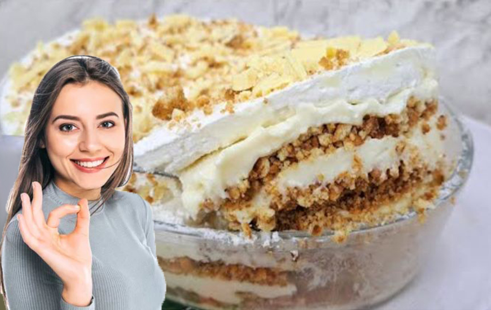 Torta fredda al latte e biscotti